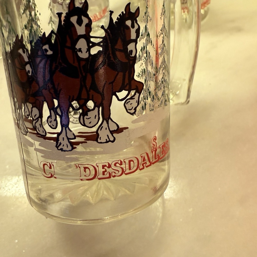 Vtg 1989 Anheuser Busch Budweiser Clydesdales Beer Mugs 4pc 12oz Holiday Stein - Picture 8 of 10